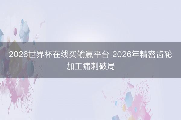 2026世界杯在线买输赢平台 2026年精密齿轮加工痛刺破局