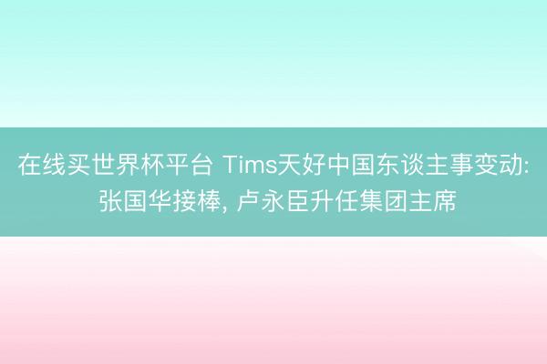 在线买世界杯平台 Tims天好中国东谈主事变动: 张国华接棒， 卢永臣升任集团主席