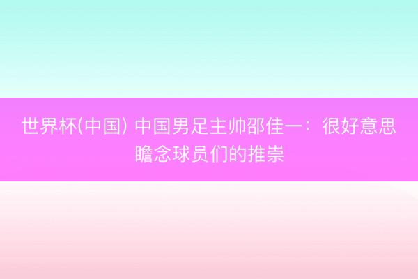 世界杯(中国) 中国男足主帅邵佳一：很好意思瞻念球员们的推崇