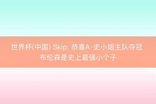 世界杯(中国) Skip: 恭喜A·史小姐主队夺冠 布伦森是史上最强小个子