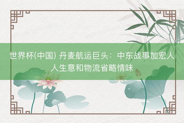世界杯(中国) 丹麦航运巨头：中东战事加宏人人生意和物流省略情味