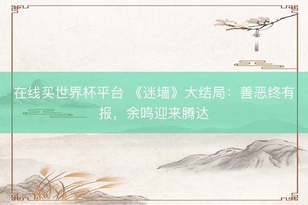在线买世界杯平台 《迷墙》大结局：善恶终有报，余鸣迎来腾达